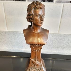 ANTIQUE HERMANN GLADENBECK STYLE "MOZART" BRONZE BUST, 7 1/2"